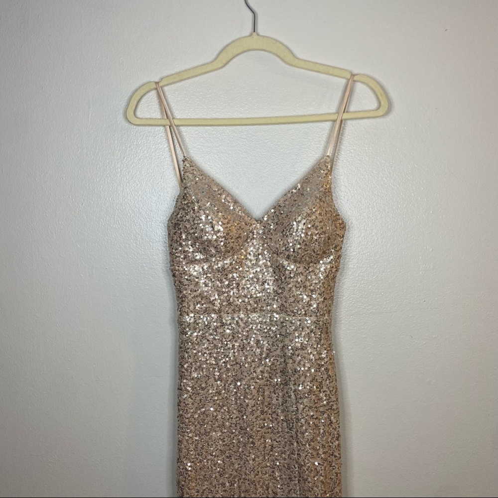 B Smart sequin gold slit dress